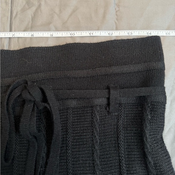 Lapis Black Ribbed Knit A-Line Skirt | Tie Waist | Size M - Picture 5 of 8